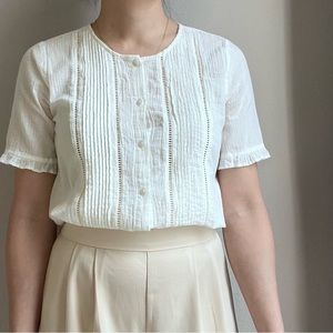 Madewell Pintuck Gauze Cotton Top xxs